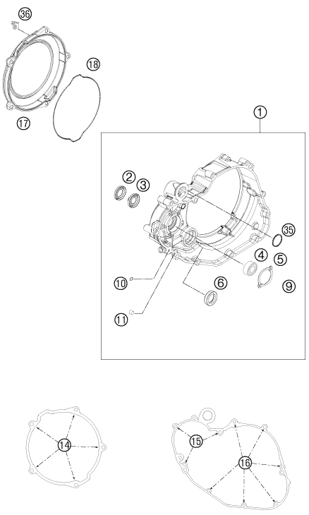 vue éclatée couvercle d’embrayage - ktm 505 sx atv eu 2012