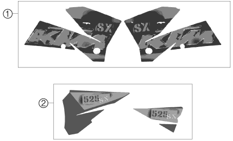vue éclatée kit déco - ktm 525 sx eu 2006