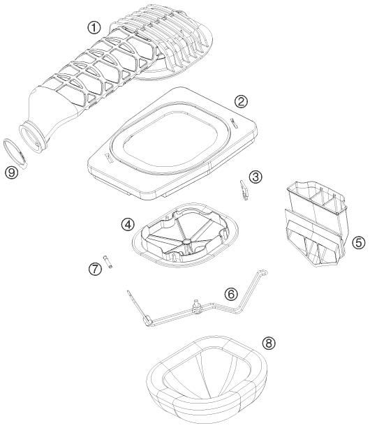 vue éclatée filtre à air - ktm 525 xc atv eu 2009