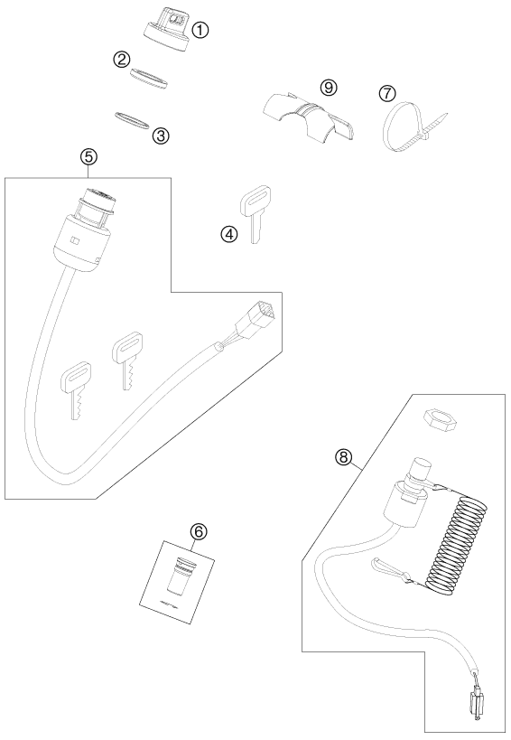 vue éclatée instruments / système de verrouillage - ktm 525 xc atv eu 2012