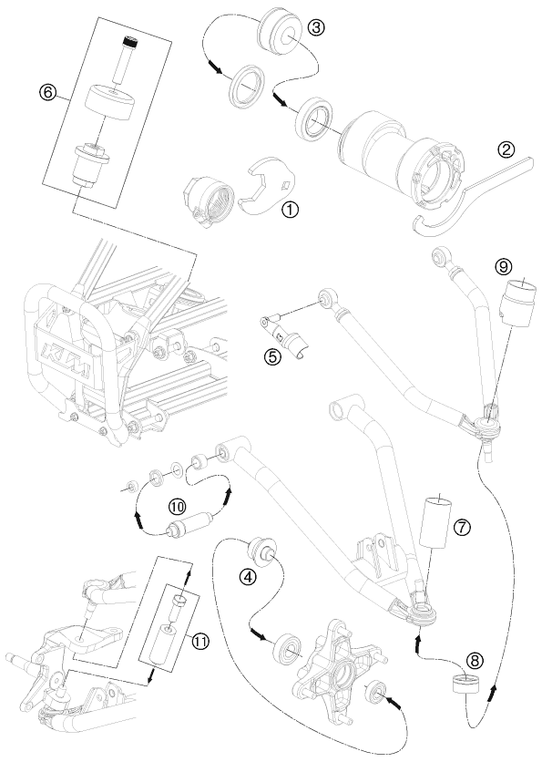 vue éclatée outil spécial châssis - ktm 525 xc atv eu 2012