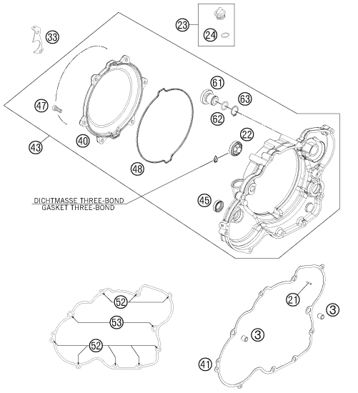 vue éclatée couvercle d’embrayage - ktm 525 xc atv eu 2012