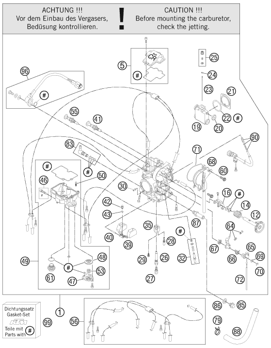 vue éclatée carburateur - ktm 525 xc atv eu 2012