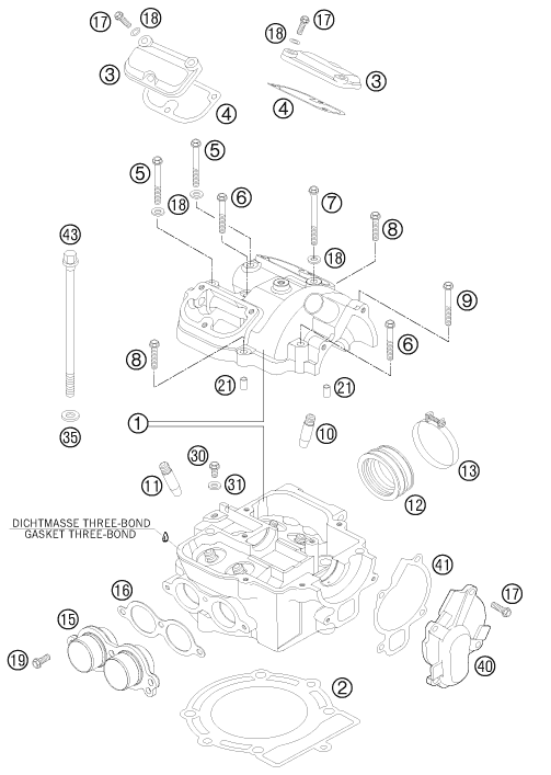 vue éclatée culasse - ktm 525 xc atv eu 2012