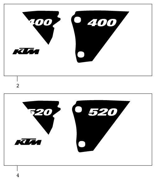 vue éclatée kit déco - ktm 520 exc racing six.days eu 2001
