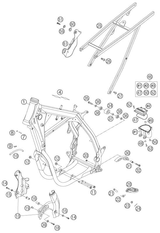 vue éclatée cadre - ktm 525 smr eu 2005