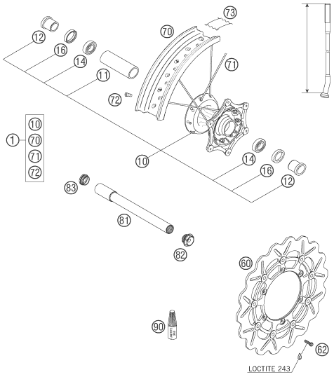 vue éclatée roue avant - ktm 525 smr eu 2005