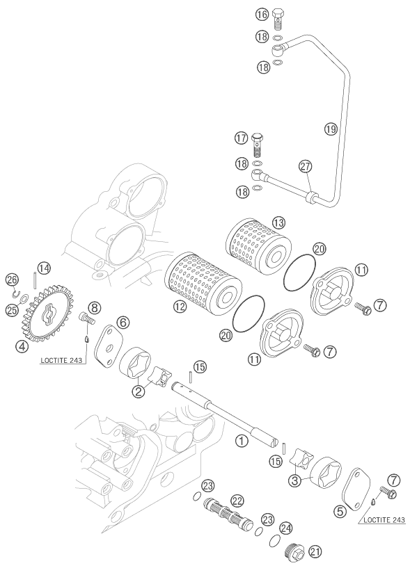 vue éclatée système de lubrification - ktm 560 smr eu 2006