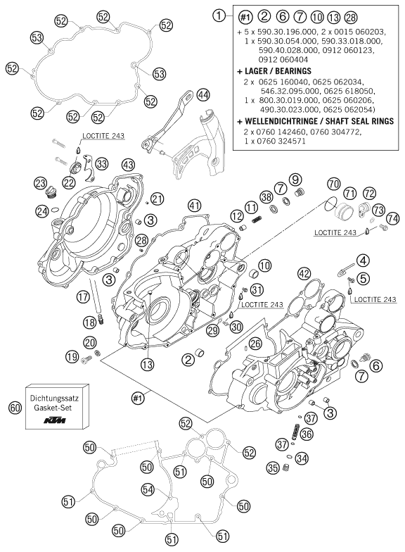 vue éclatée carter moteur - ktm 560 smr eu 2006