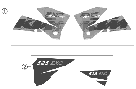 vue éclatée kit déco - ktm 525 exc racing eu 2006
