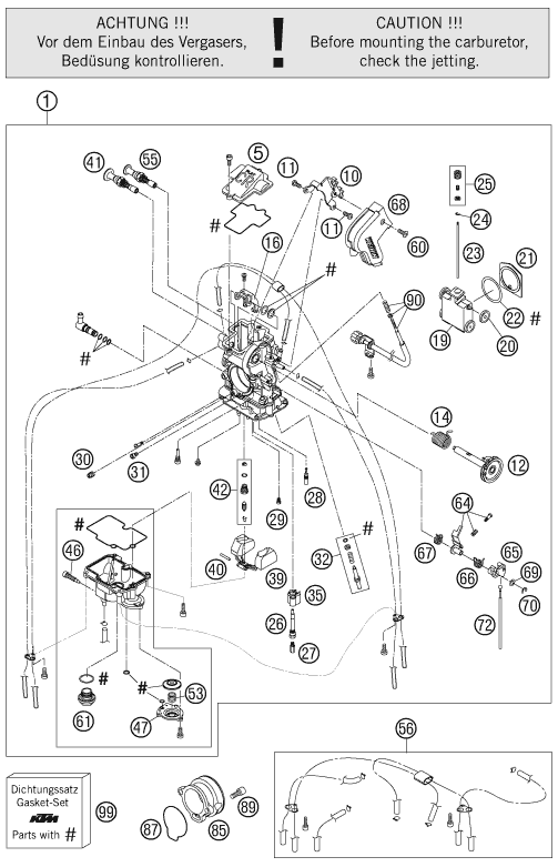 vue éclatée carburateur - ktm 560 smr eu 2007