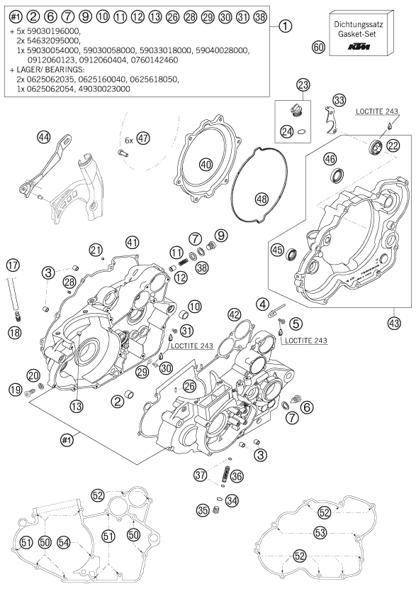 vue éclatée carter moteur - ktm 525 exc racing eu 2007