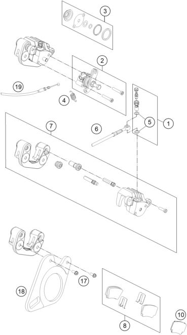 vue éclatée guidon, armatures - ktm 525 xc atv eu 2010