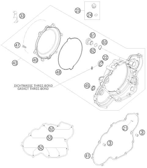 vue éclatée couvercle d’embrayage - ktm 525 xc atv eu 2010