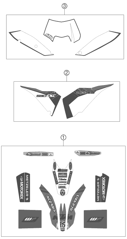 vue éclatée kit déco - ktm 530 exc factory edit. eu 2011