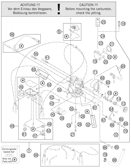 vue éclatée carburateur - ktm 525 xc atv eu 2011
