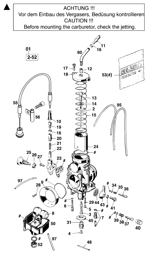vue éclatée carburateur - ktm 620 sx '99 eu 1999