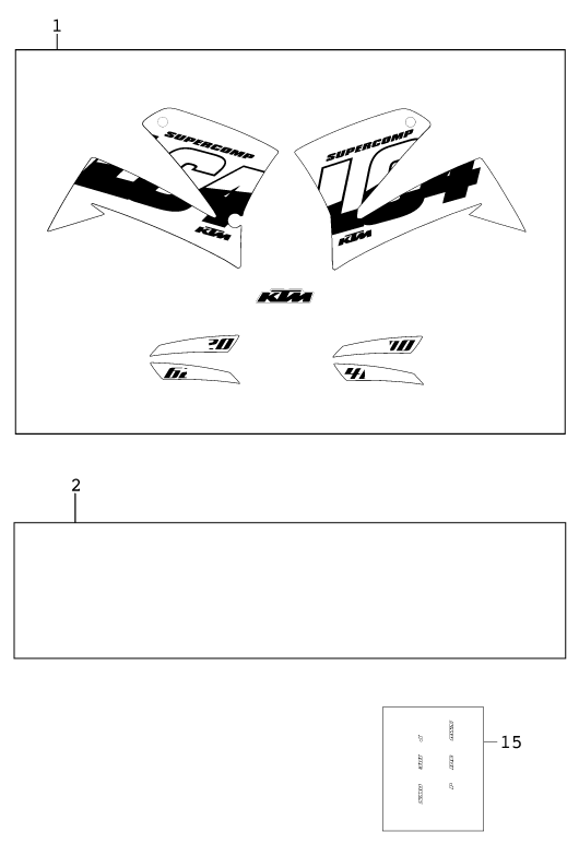 vue éclatée kit déco - ktm 620 sc eu 2000