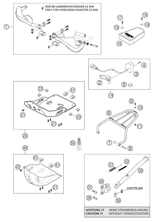 vue éclatée accessoires - ktm 625 sxc eu 2003