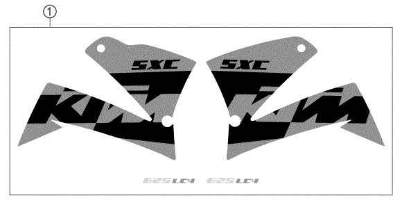 vue éclatée kit déco - ktm 625 sxc eu 2004