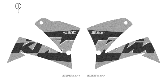 vue éclatée kit déco - ktm 625 sxc eu 2006