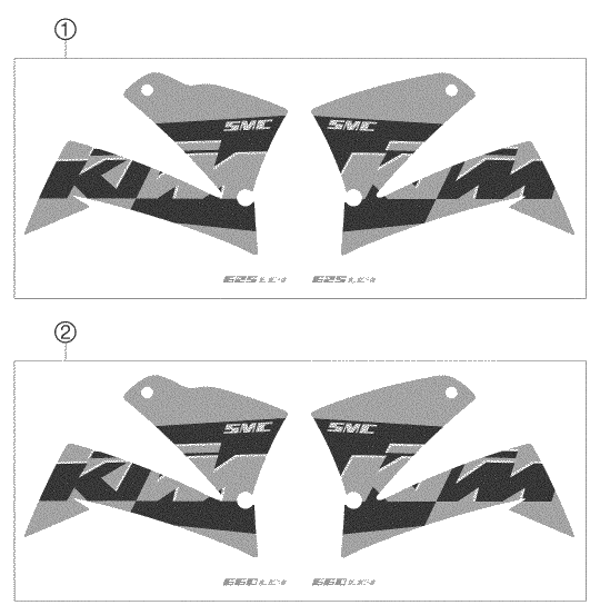 vue éclatée kit déco - ktm 660 smc eu 2005