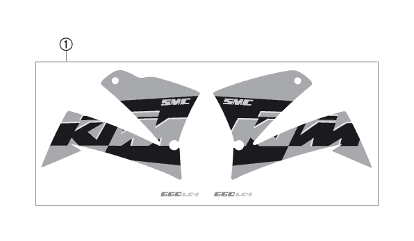 vue éclatée kit déco - ktm 660 smc eu 2006