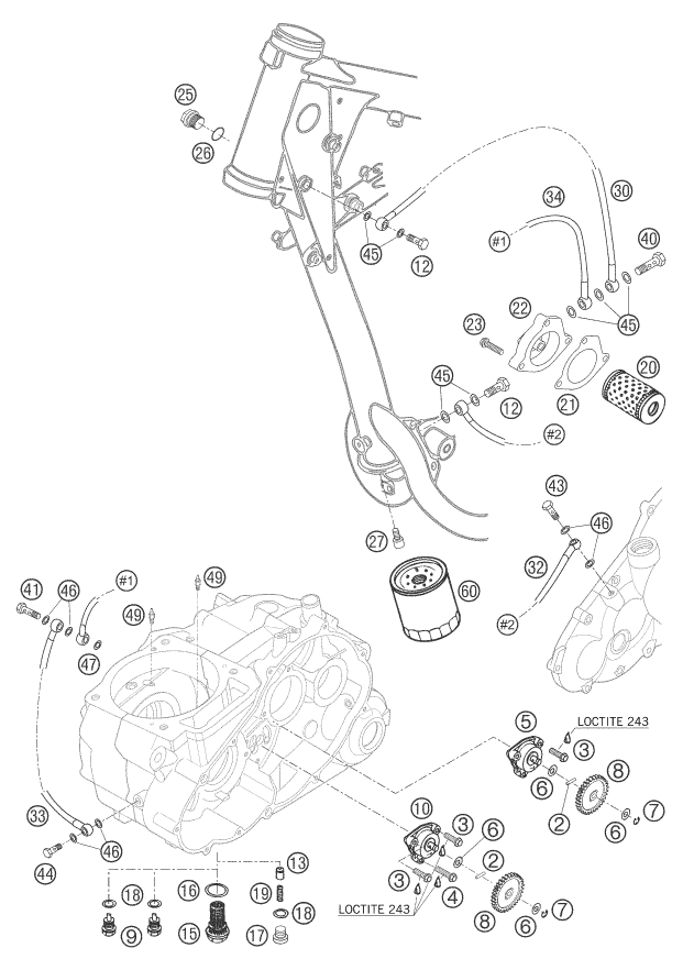 vue éclatée système de lubrification - ktm 660 smc eu 2006