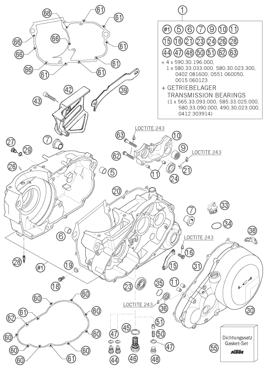 vue éclatée carter moteur - ktm 660 smc eu 2006