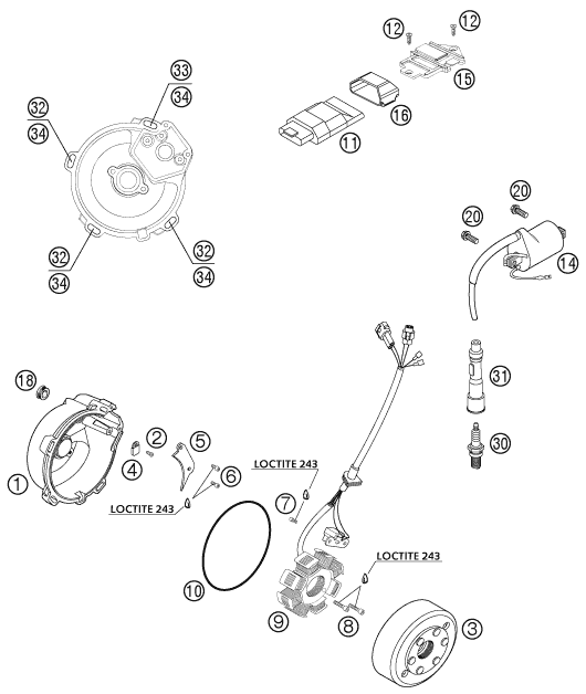 vue éclatée système de allumage - ktm 660 smc eu 2006