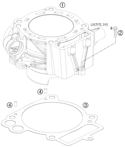 vue éclatée cylindre - ktm 690 duke orange eu 2008