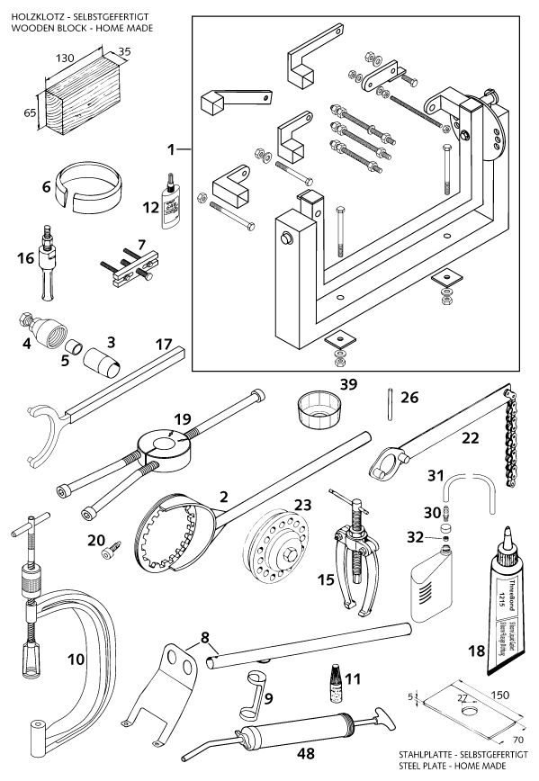 vue éclatée outils spéciaux moteur - ktm 640 lc4-e super-moto eu 2000