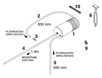 vue éclatée filtre à charbon actif - ktm 640 duke ii eu 2000
