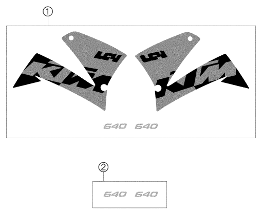 vue éclatée kit déco - ktm 640 lc4 supermoto prestige 03 eu 2003