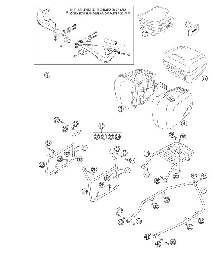 vue éclatée accessoires - ktm 400 ls-e/ mil 04 eu 2004