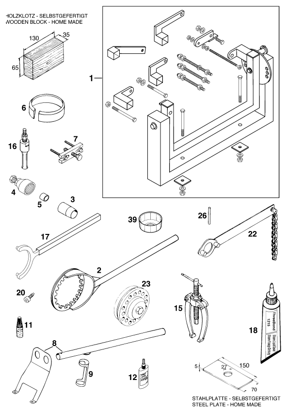 vue éclatée outils spéciaux moteur - ktm 620 egs-e adventure eu 1997