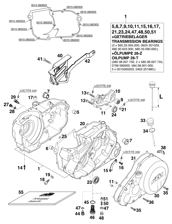 vue éclatée carter moteur - ktm 620 lc-4 competition eu 1999