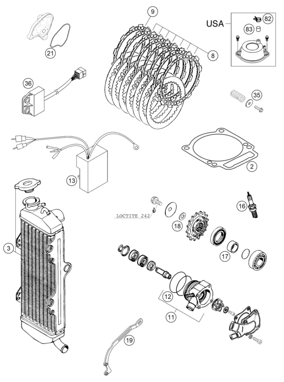 vue éclatée outils spéciaux moteur - ktm 640 duke ii,lime eu 1999