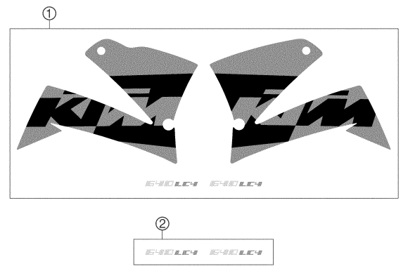 vue éclatée kit déco - ktm 640 lc4 supermoto black eu 2004