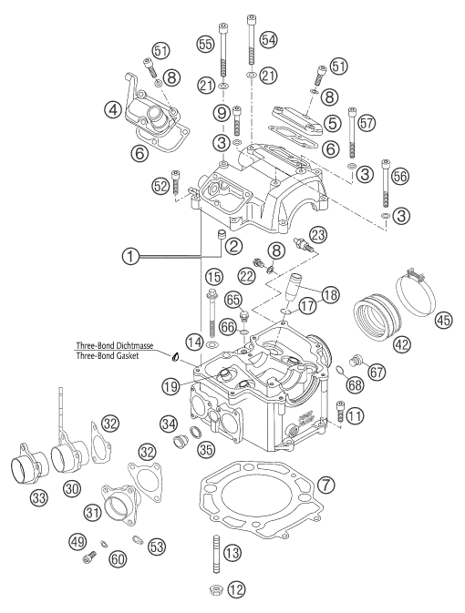vue éclatée commande de distribution - ktm 640 duke ii yellow eu 2004