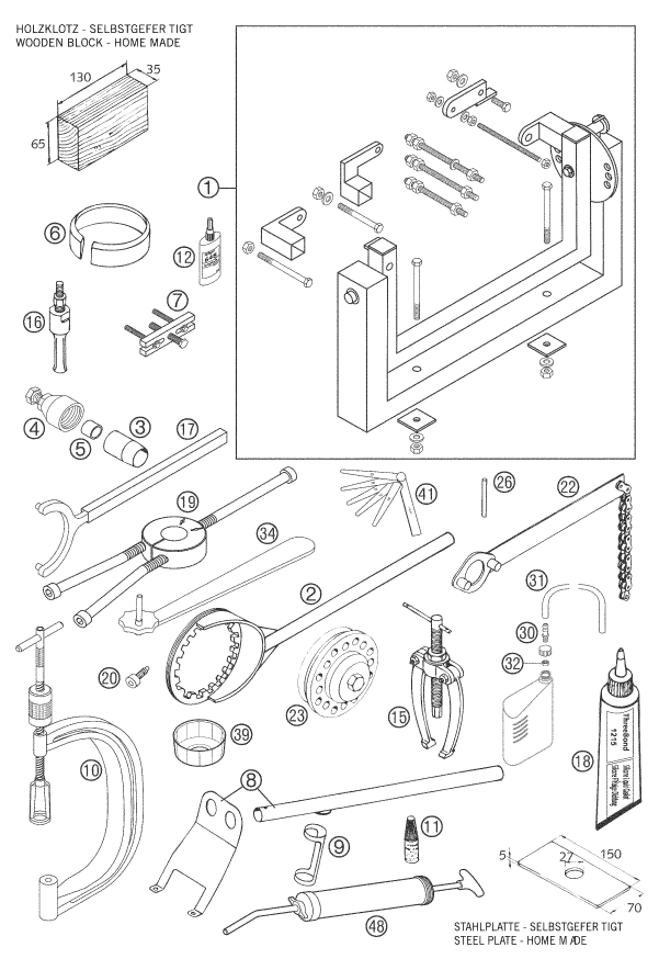 vue éclatée outils spéciaux moteur - ktm 640 lc4 supermoto prestige 06 eu 2006