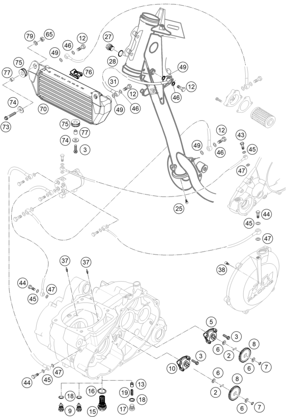 vue éclatée système de lubrification - ktm 450 rallye factory repl. eu 2004