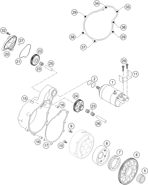 vue éclatée démarreur électrique - ktm 450 rallye factory repl. eu 2004