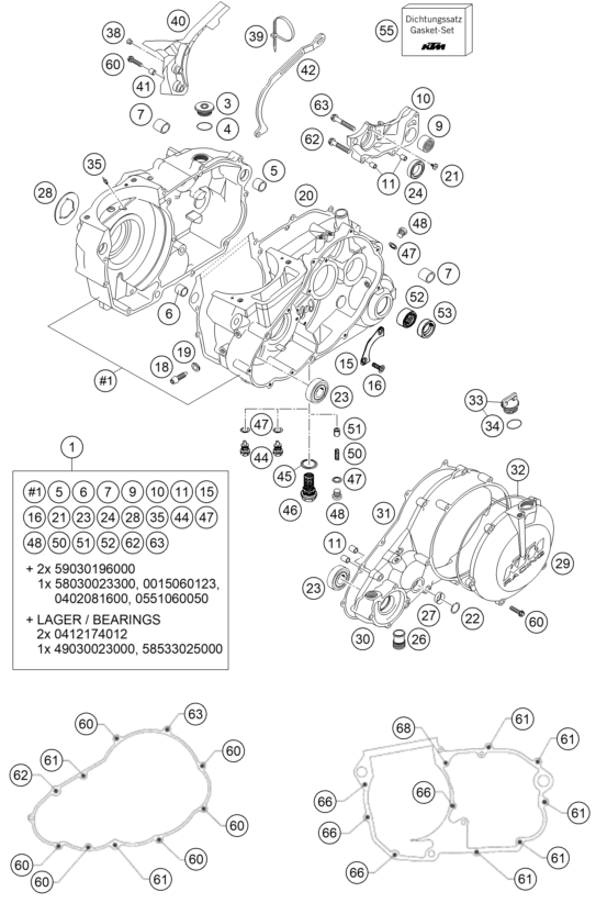 vue éclatée carter moteur - ktm 450 rallye factory repl. eu 2004