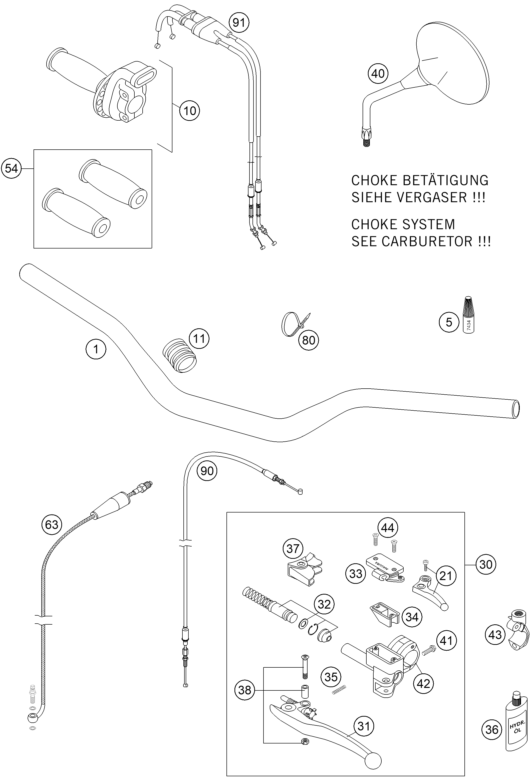 vue éclatée guidon, armatures - ktm 450 rallye factory repl. eu 2005