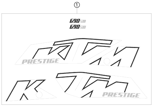 vue éclatée kit déco - ktm 690 supermoto prestige eu 2007