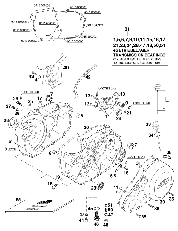 vue éclatée carter moteur - ktm 640 lc 4 '98 eu 1998