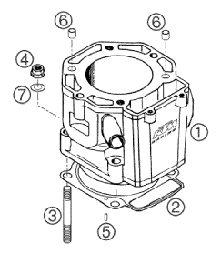 vue éclatée cylindre - ktm 660 sm factory replica eu 2002