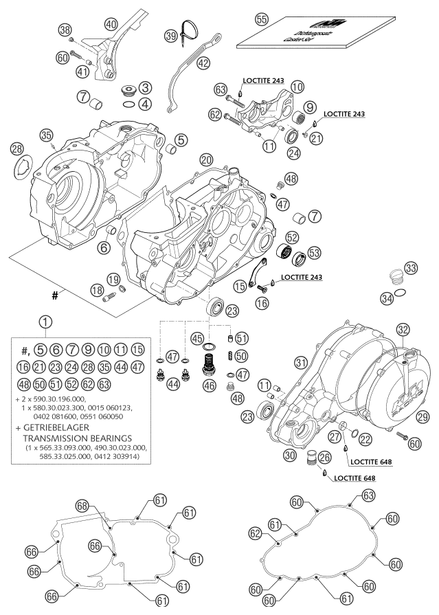 vue éclatée carter moteur - ktm 660 rallye factory repl. eu 2003