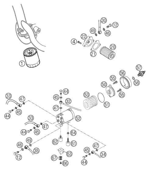 vue éclatée système de lubrification - ktm 660 rallye factory repl. eu 2003